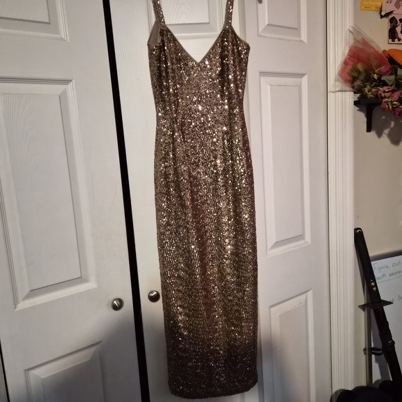 Gold Glitz and Glamour dress by Micheline Pitt. size (S) NWT - Picture 4 of 4